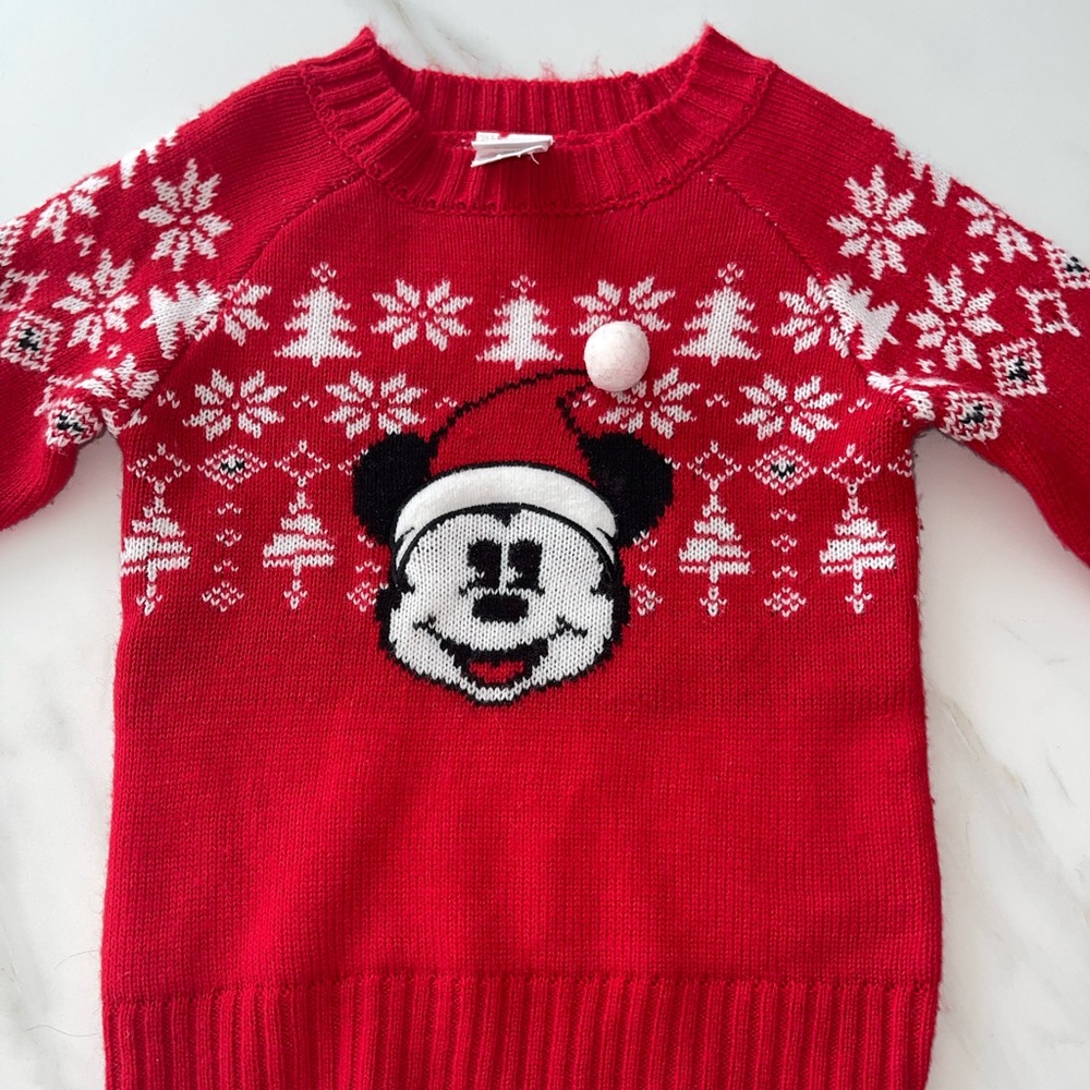 Red Christmas Sweater with Mickey Face